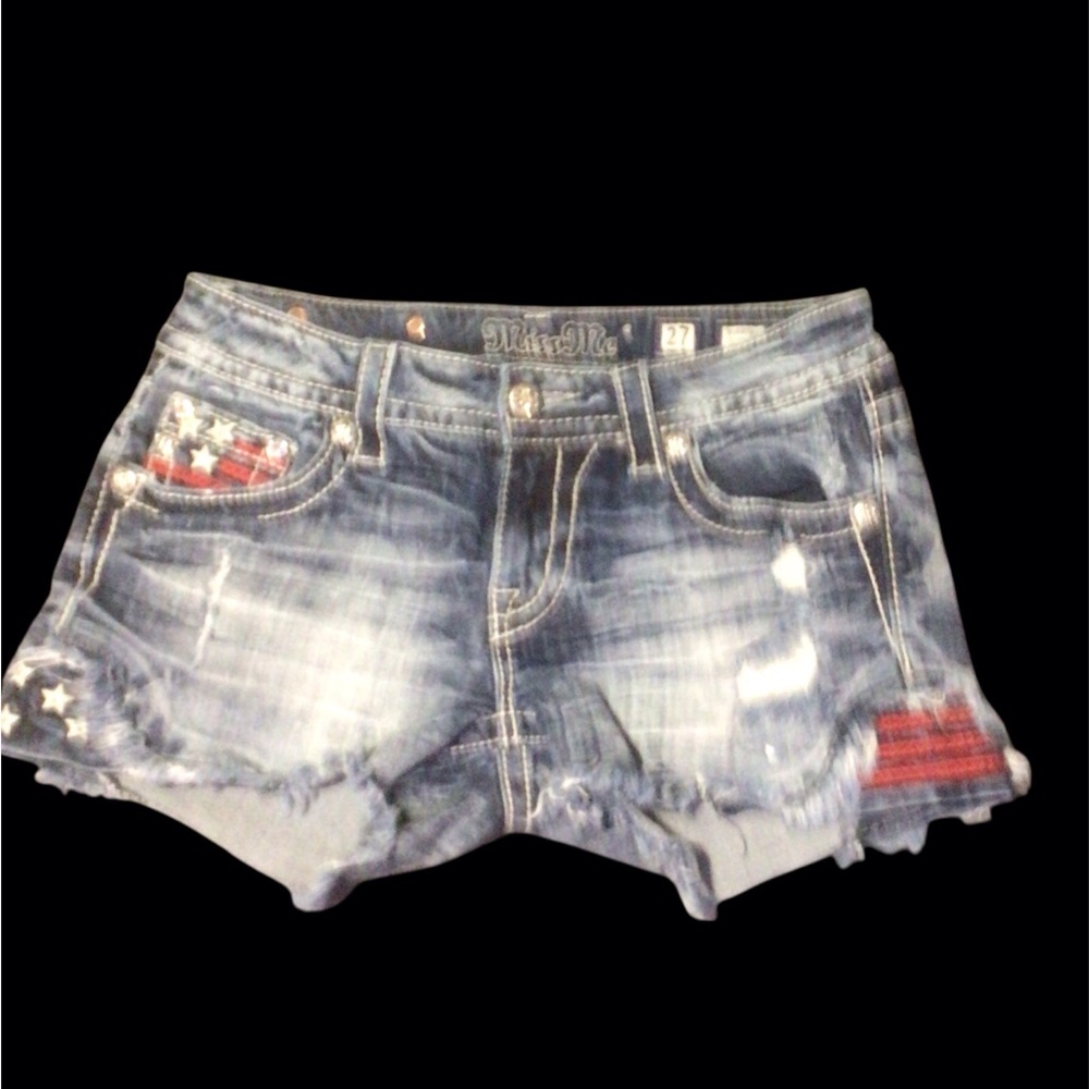 EUC....Womens Miss Me "Stars & Stripes" Denim Shorts - Picture 2 of 5